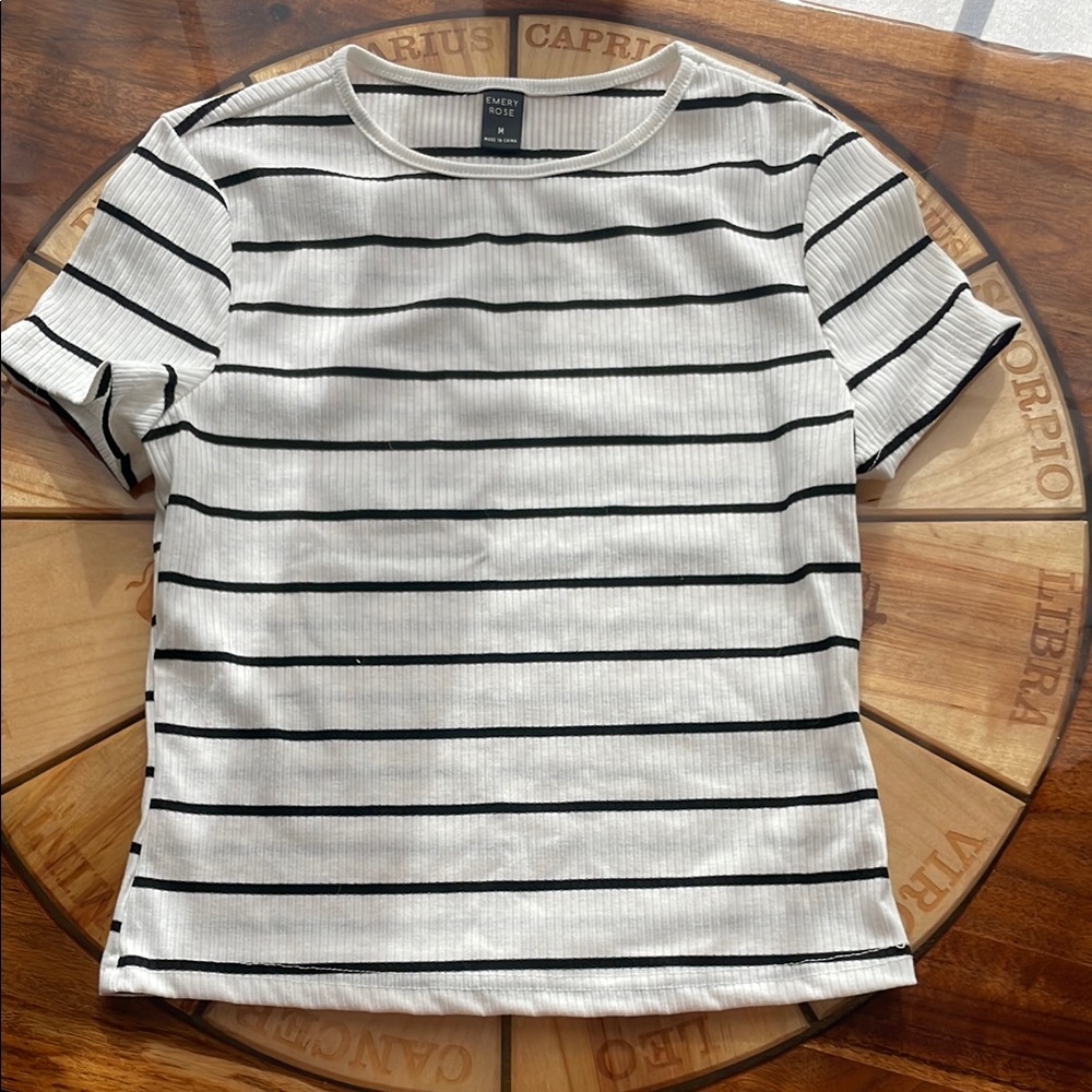 White and Black Striped T-Shirt